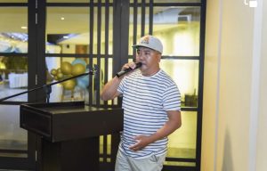 Kanchha Sherpa, founder of Nima Adventure, speaking at an event
