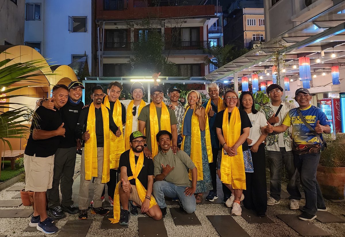 Malaysian Everest expedition crew honoured with khata scarves by the Nima Adventure team